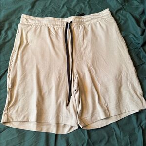 Men's Athletic Drawstring Shorts in Light Beige